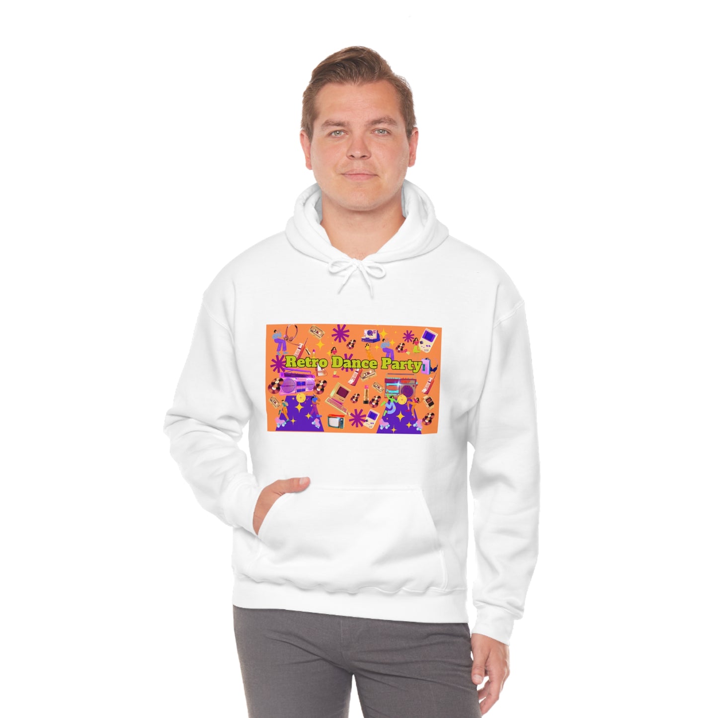 Retro Dance Party Orange Ground Unisex Heavy Blend™ Hooded Sweatshirt