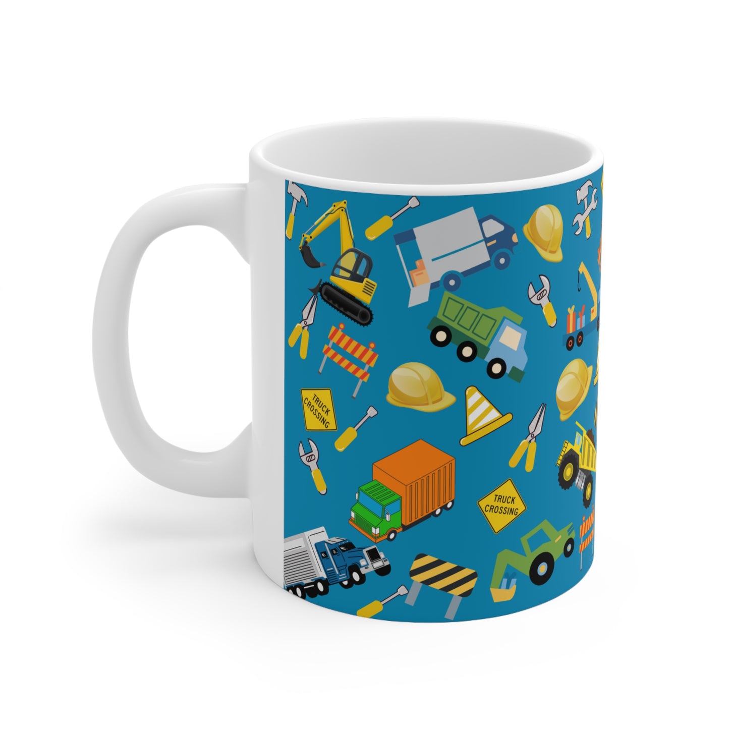 Construction Teal Ceramic Mug 11oz