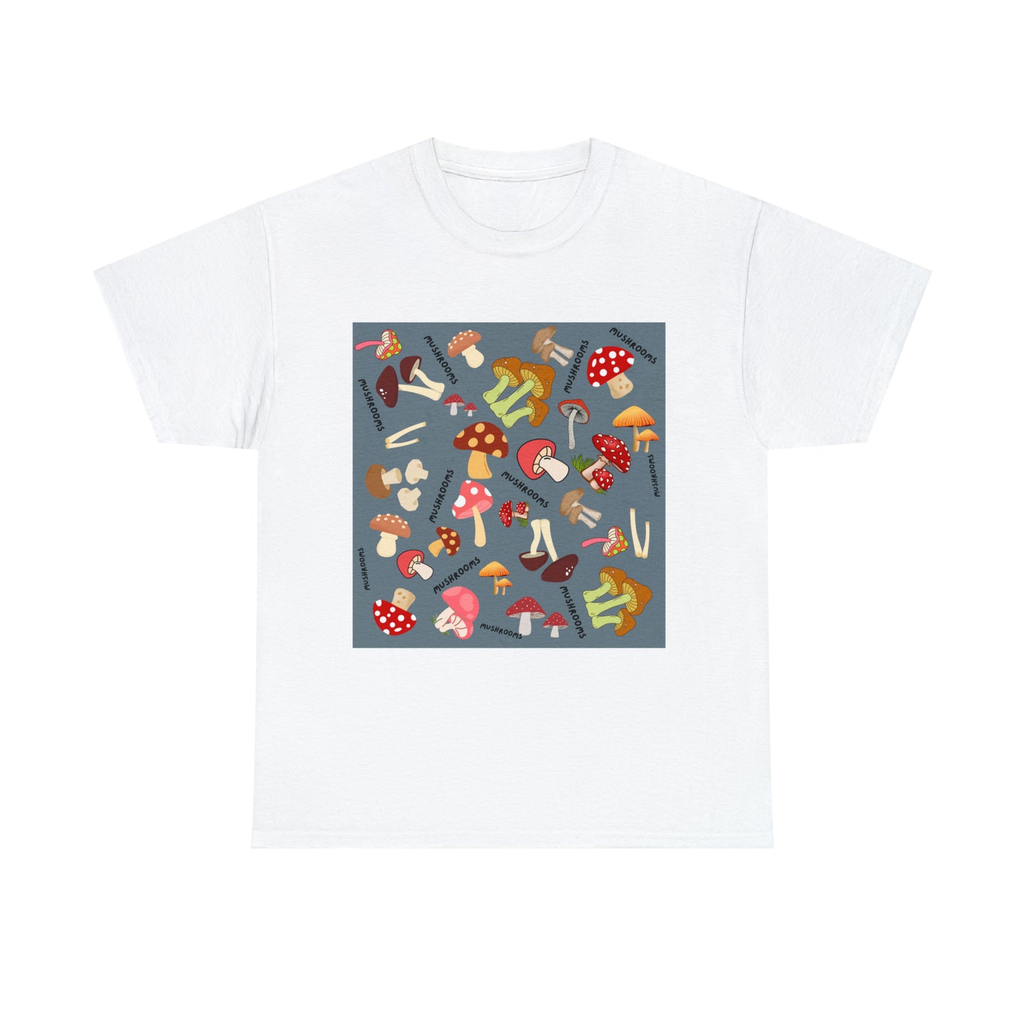 Mushrooms Grey Ground Unisex Heavy Cotton Tee