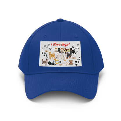 I Love Dogs! Unisex Twill Hat