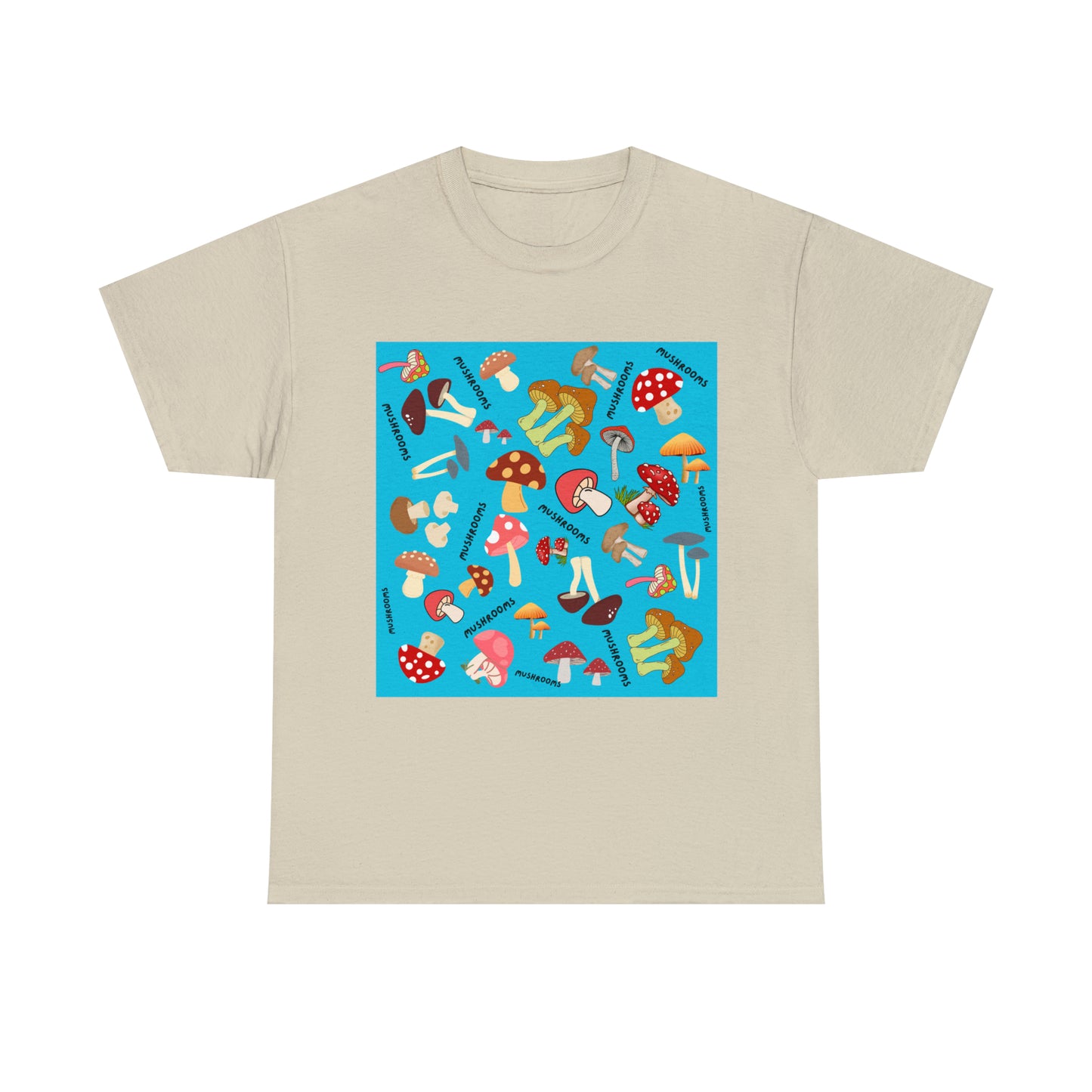 Mushrooms Turq Ground Unisex Heavy Cotton Tee