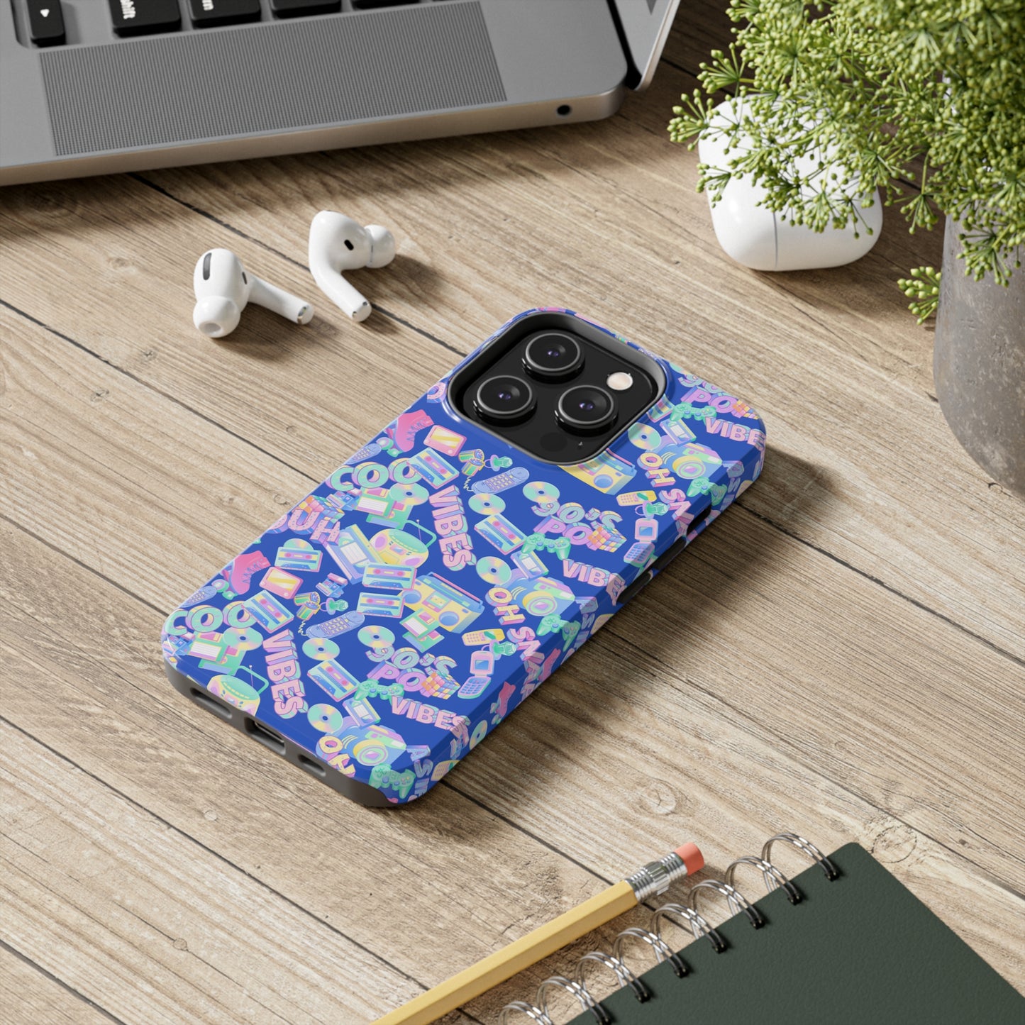 Retro Vibes Blue Tough Phone Cases