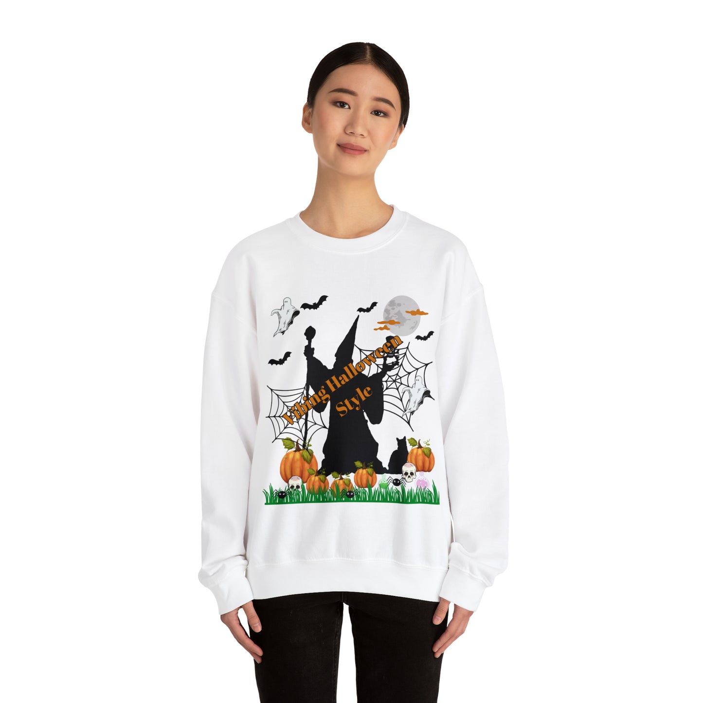 Vibing Halloween Style Unisex Heavy Blend™ Crewneck Sweatshirt