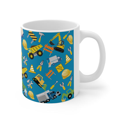 Construction Teal Ceramic Mug 11oz