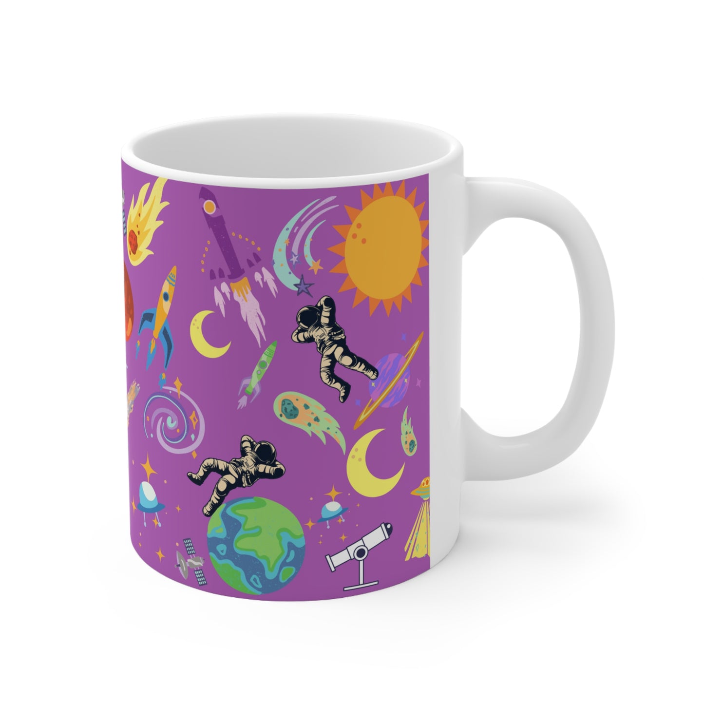 Outerspace Encounters Purple Ceramic Mug 11oz