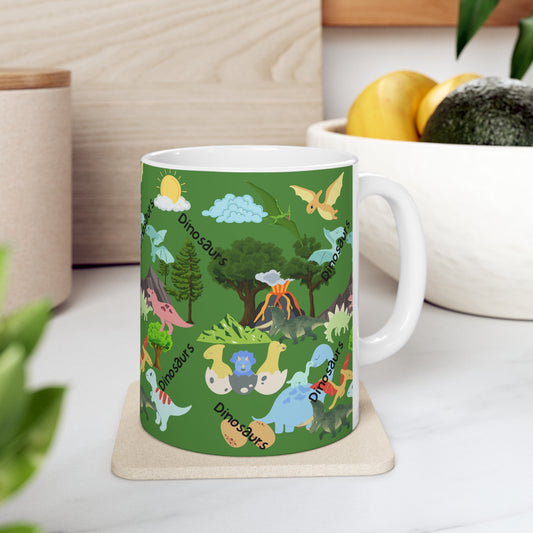 Dinosaurs Green Ceramic Mug 11oz