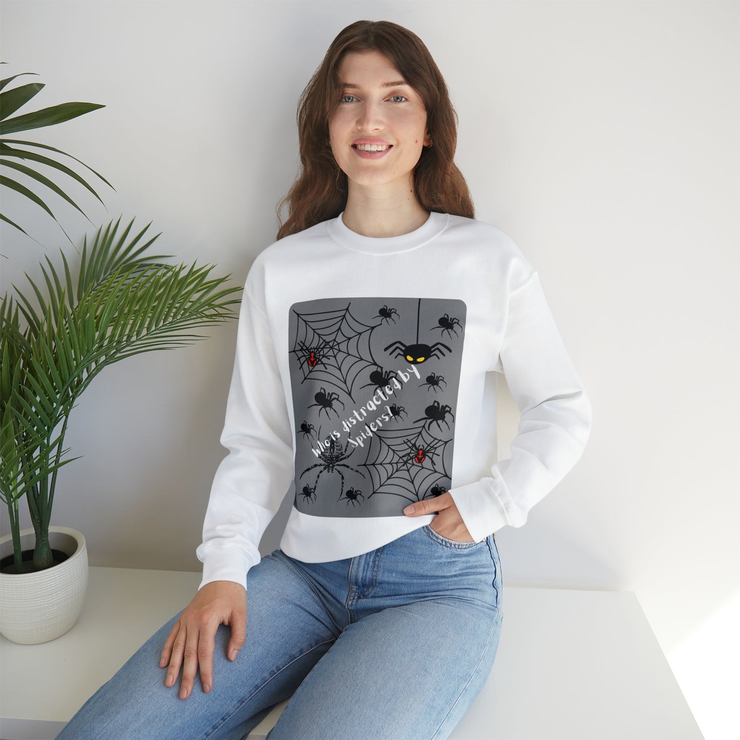 Who is Distracted By Spiders? Unisex Heavy Blend™ Crewneck Sweatshirt