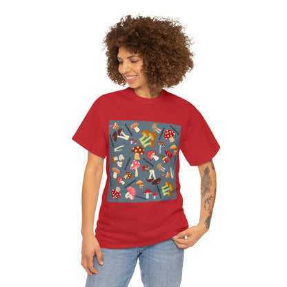 Mushrooms Grey Ground Unisex Heavy Cotton Tee