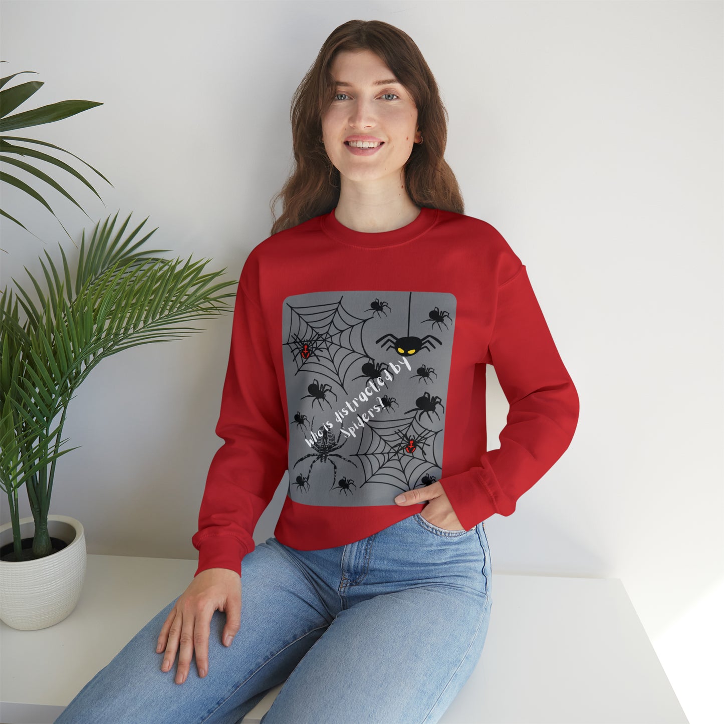 Who is Distracted By Spiders? Unisex Heavy Blend™ Crewneck Sweatshirt