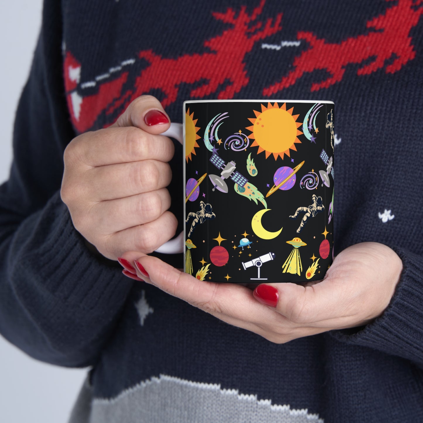 Outerspace Encounters Black Ceramic Mug 11oz