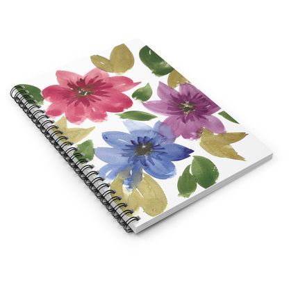 Abstract Floral Spiral Notebook - Ruled Line