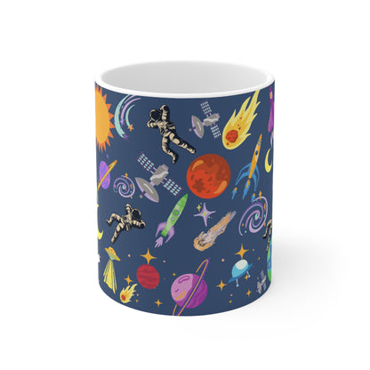 Outerspace Encounters Blue Ceramic Mug 11oz