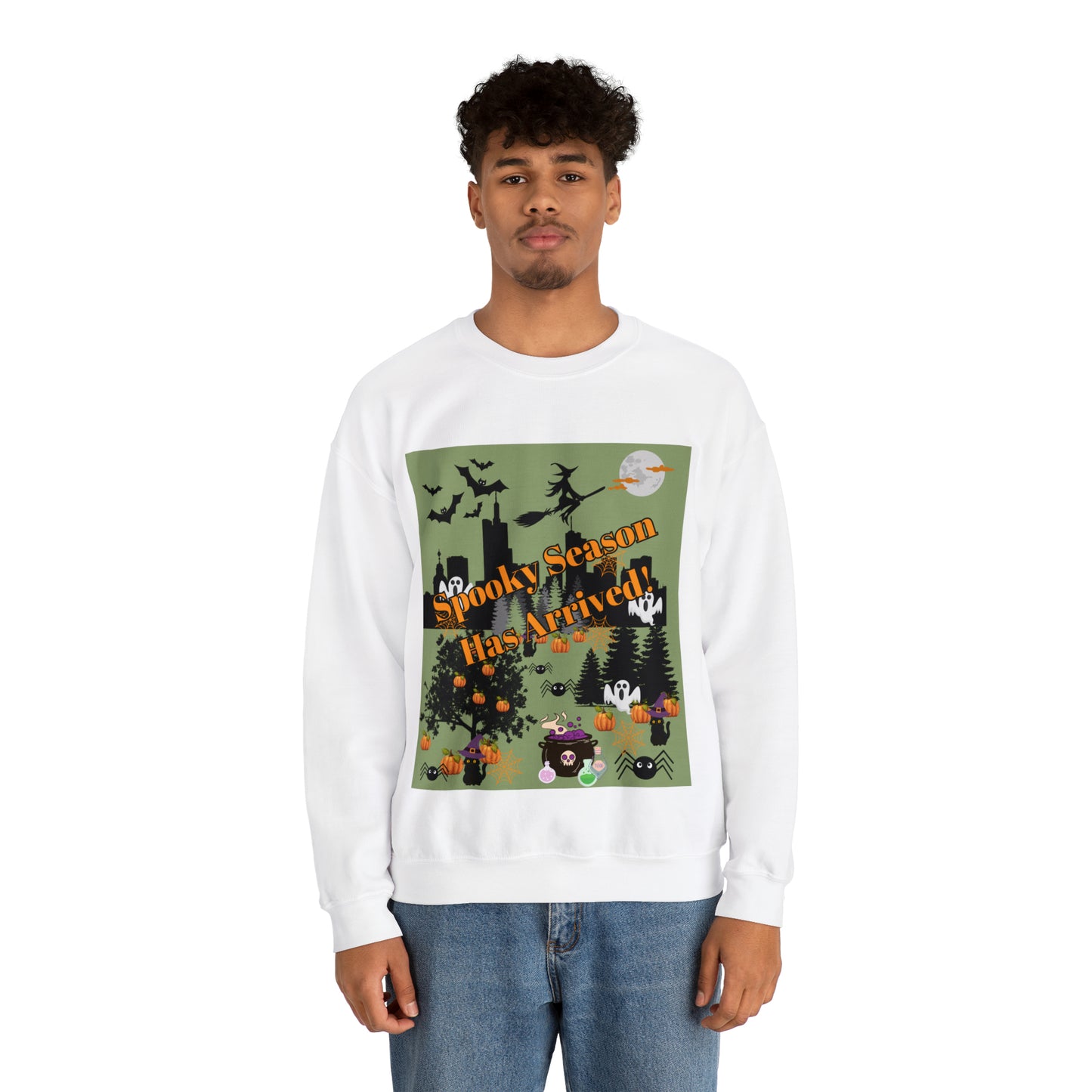 Spooky Season Has Arrived Green Unisex Heavy Blend™ Crewneck Sweatshirt