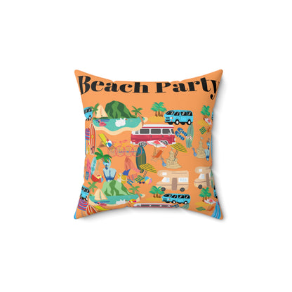 Beach Party Spun Polyester Square Pillow