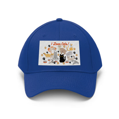 I Love Cats Unisex Twill Hat