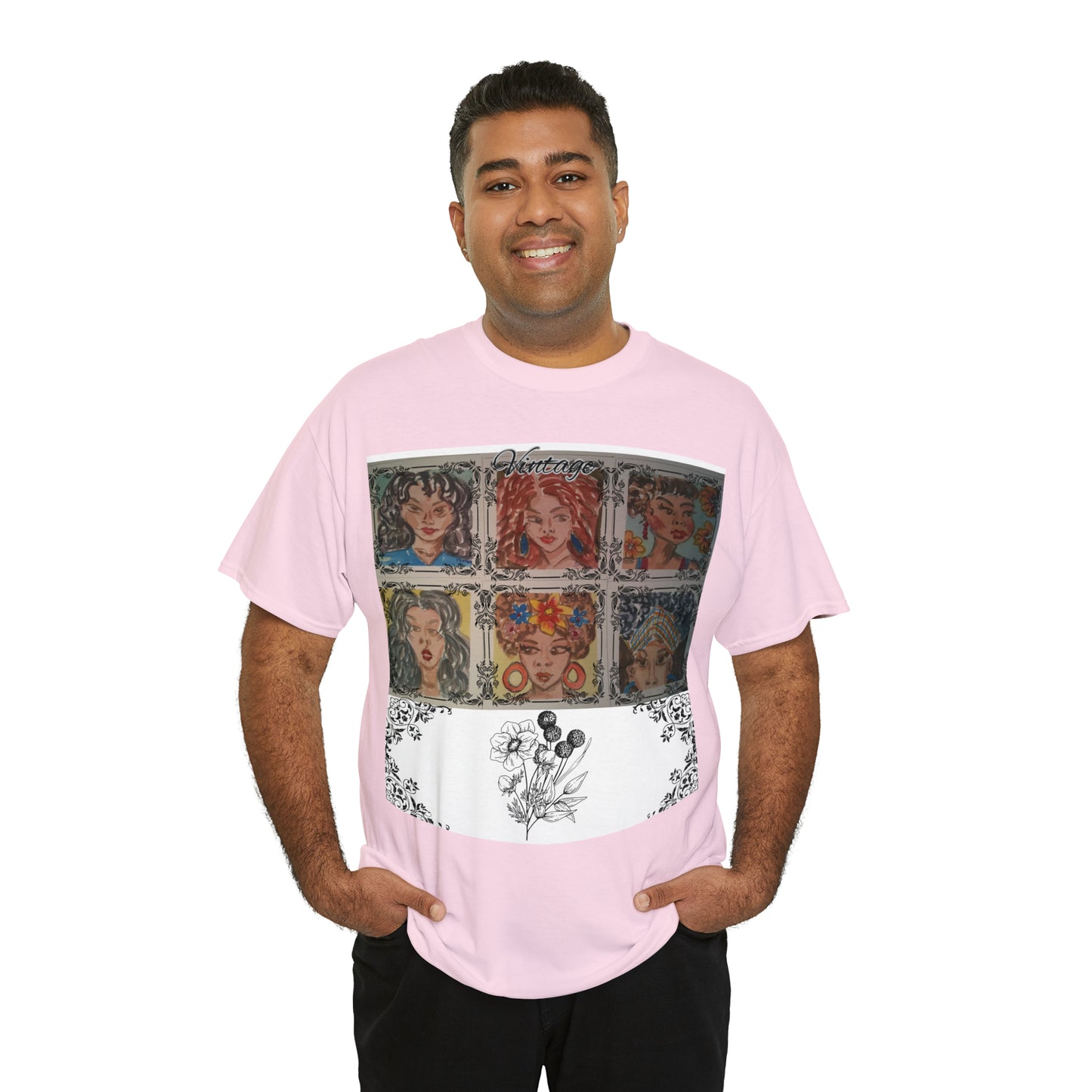 Vintage with comic art Unisex Heavy Cotton Tee