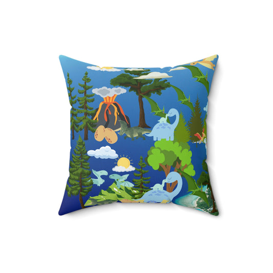 Dinosaur Island Spun Polyester Square Pillow