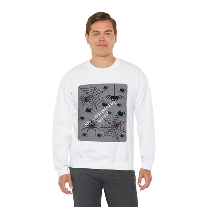 Who is Distracted By Spiders? Unisex Heavy Blend™ Crewneck Sweatshirt