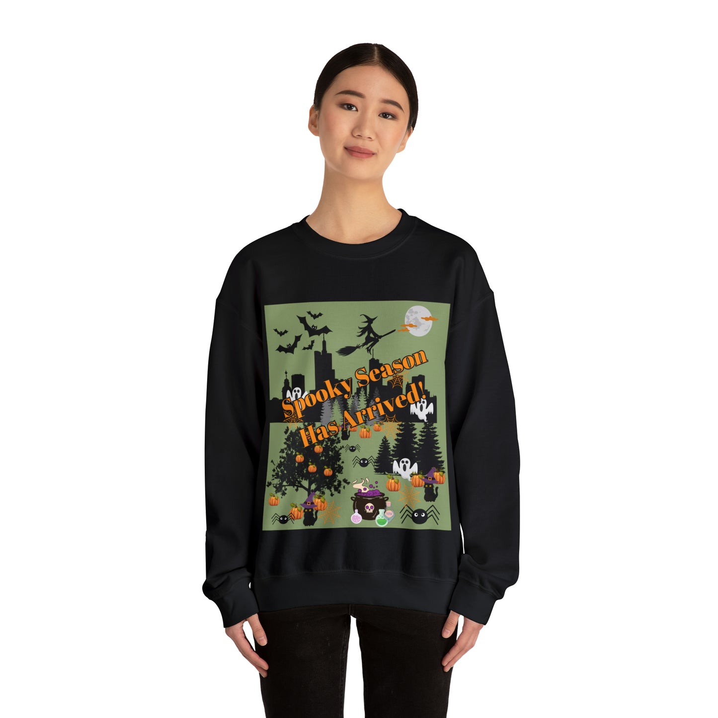 Spooky Season Has Arrived Green Unisex Heavy Blend™ Crewneck Sweatshirt