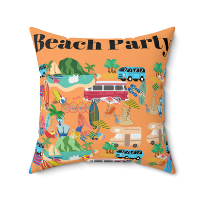 Beach Party Spun Polyester Square Pillow