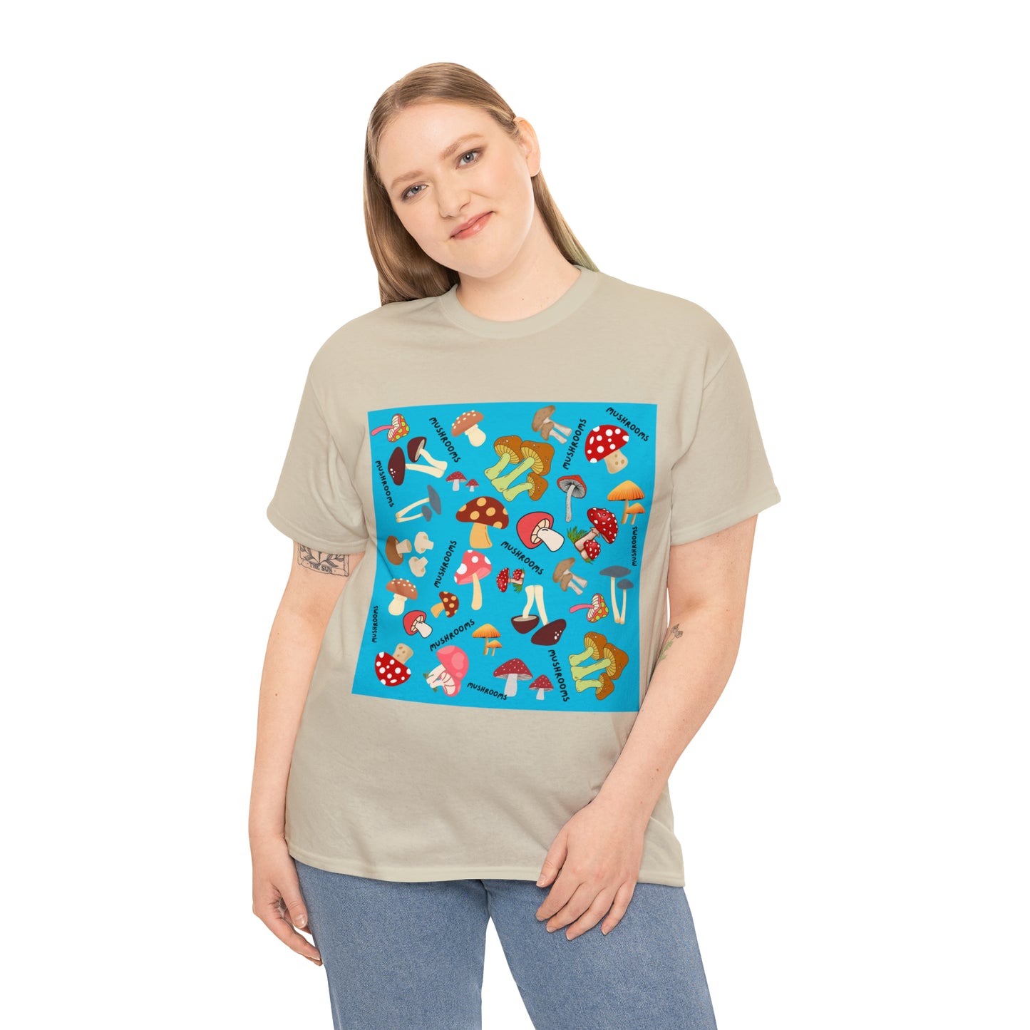 Mushrooms Turq Ground Unisex Heavy Cotton Tee