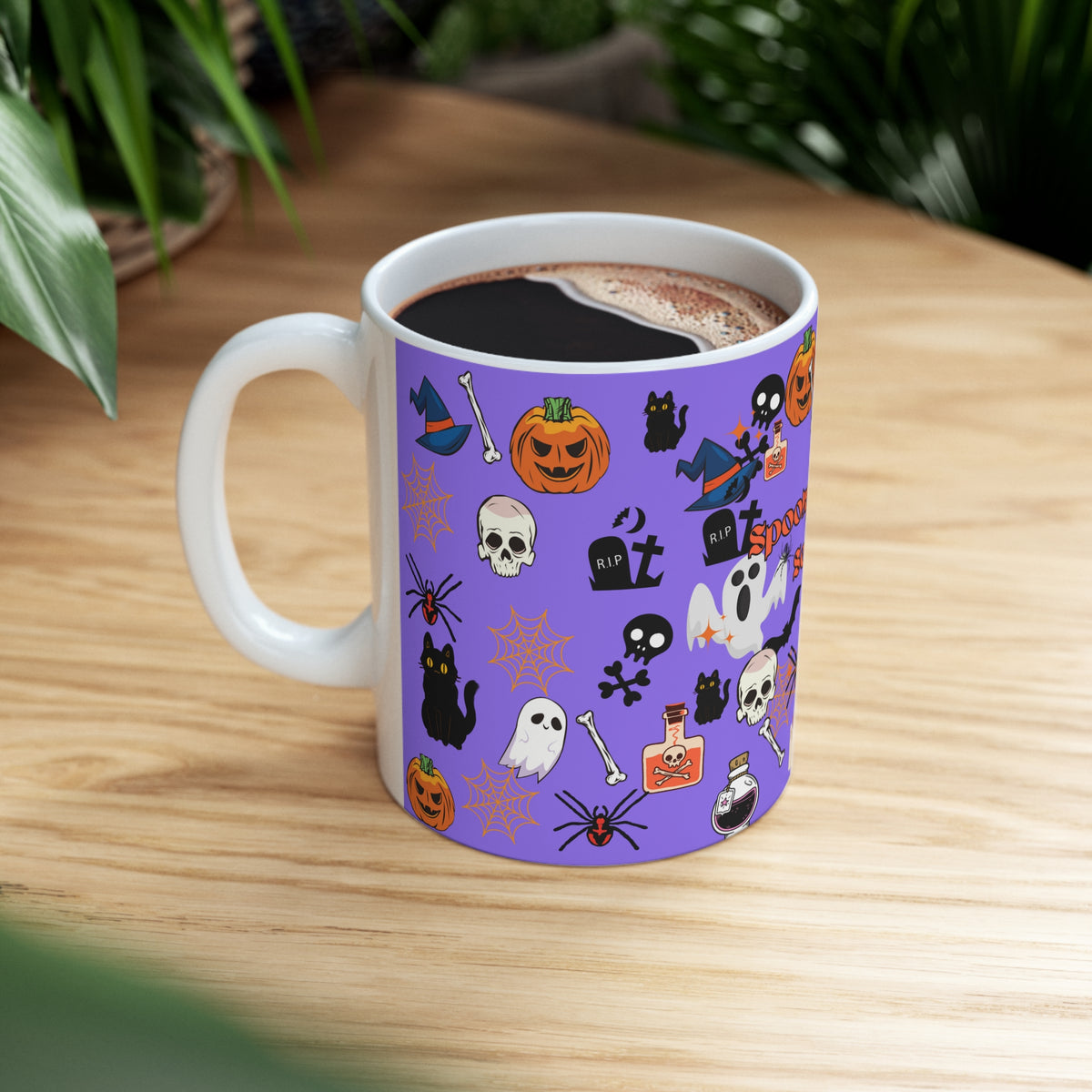 Spooky Creepy Season Purple Ceramic Mug 11oz