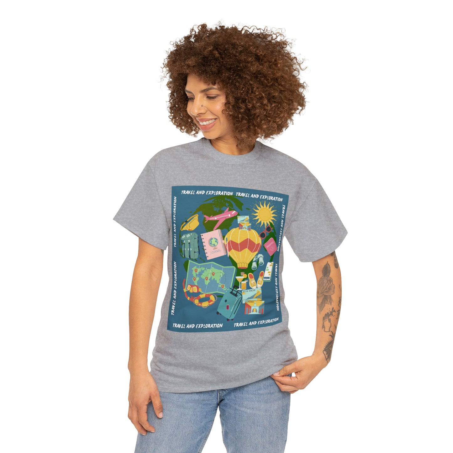 Travel and exploration Blue Unisex Heavy Cotton Tee