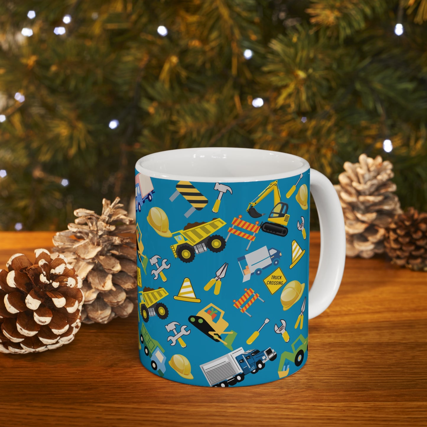 Construction Teal Ceramic Mug 11oz