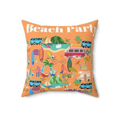 Beach Party Spun Polyester Square Pillow