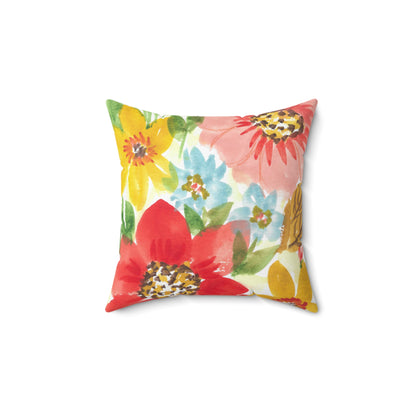 Fun Floral Bouquet Spun Polyester Square Pillow