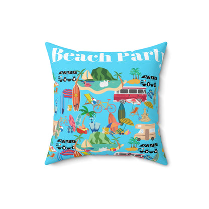 Beach Party Spun Polyester Square Pillow