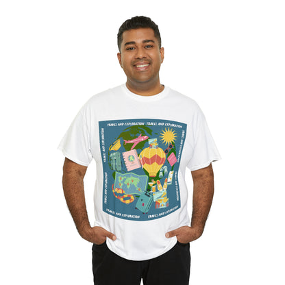 Travel and exploration Blue Unisex Heavy Cotton Tee