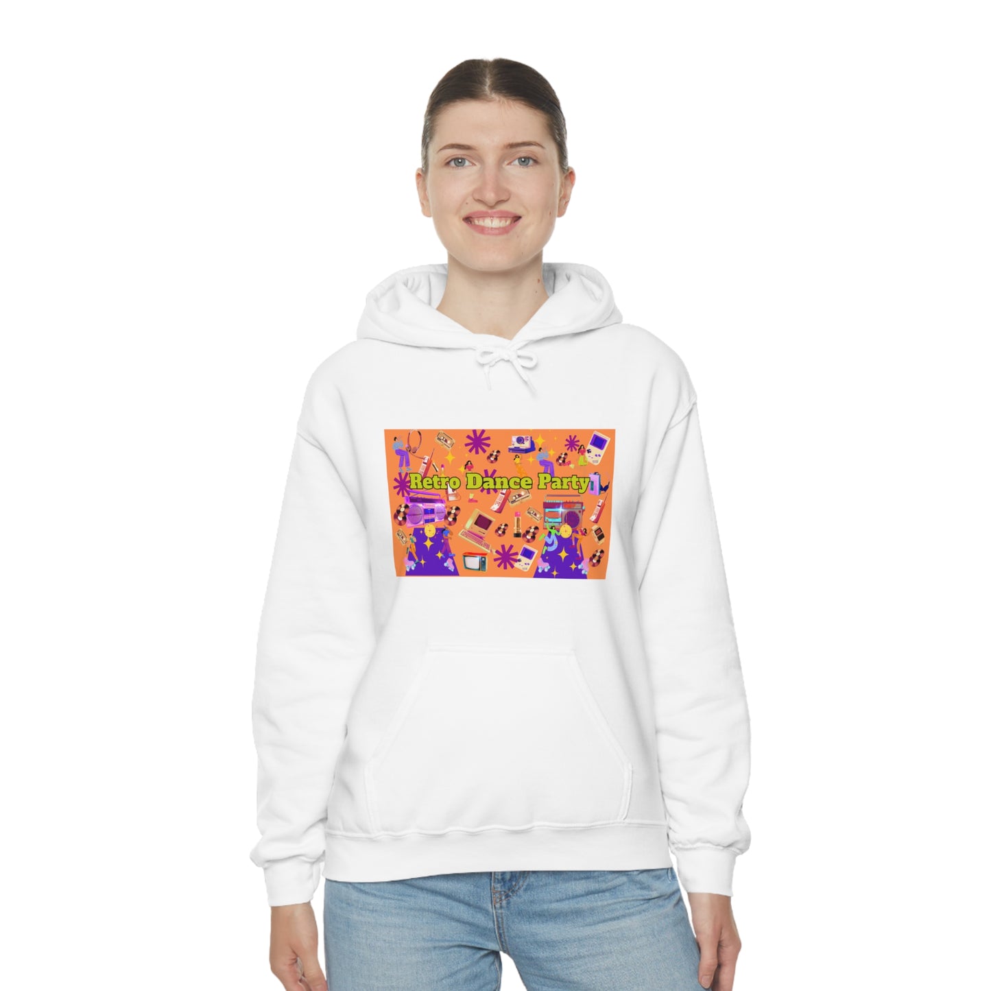 Retro Dance Party Orange Ground Unisex Heavy Blend™ Hooded Sweatshirt