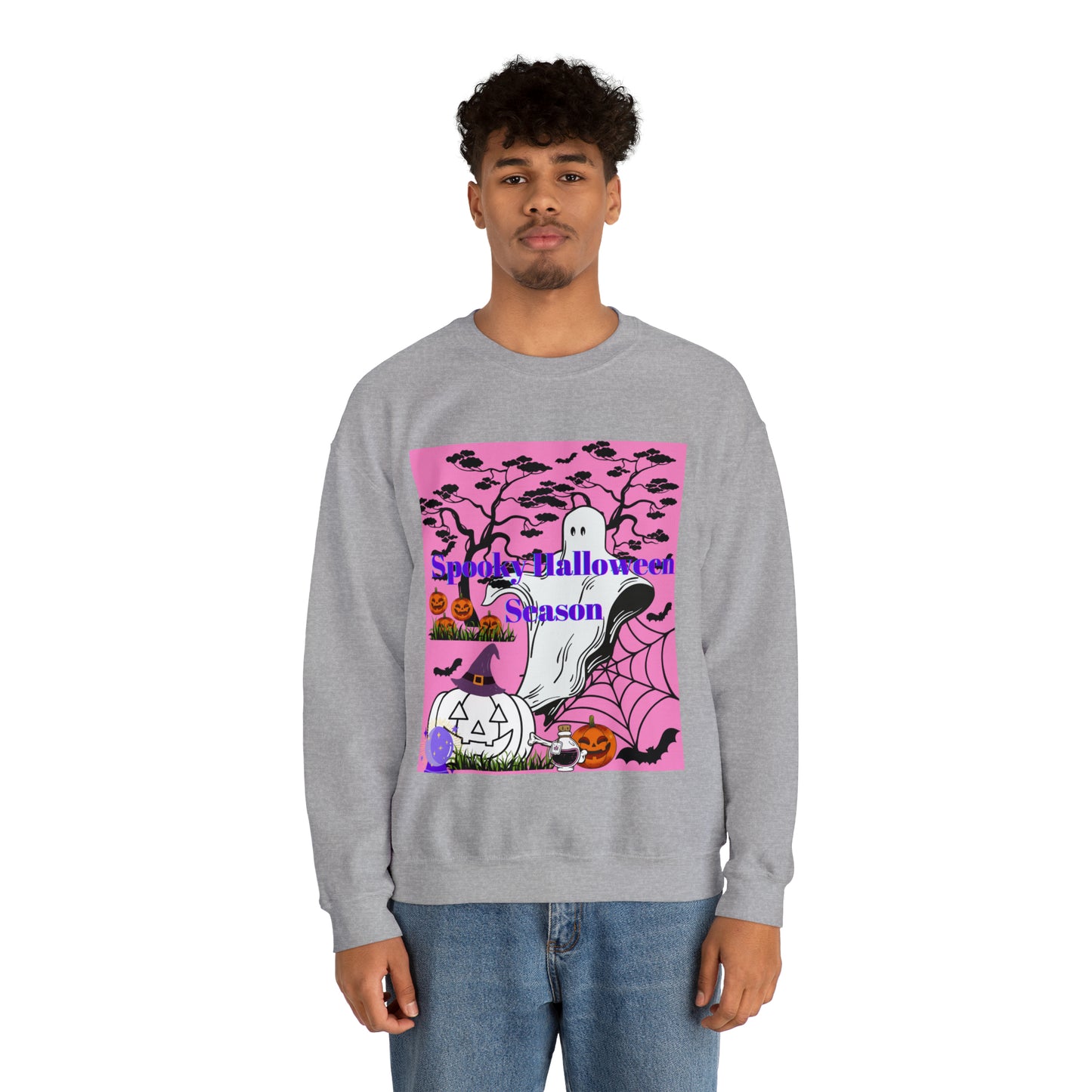 Spooky Halloween Season Pink Unisex Heavy Blend™ Crewneck Sweatshirt