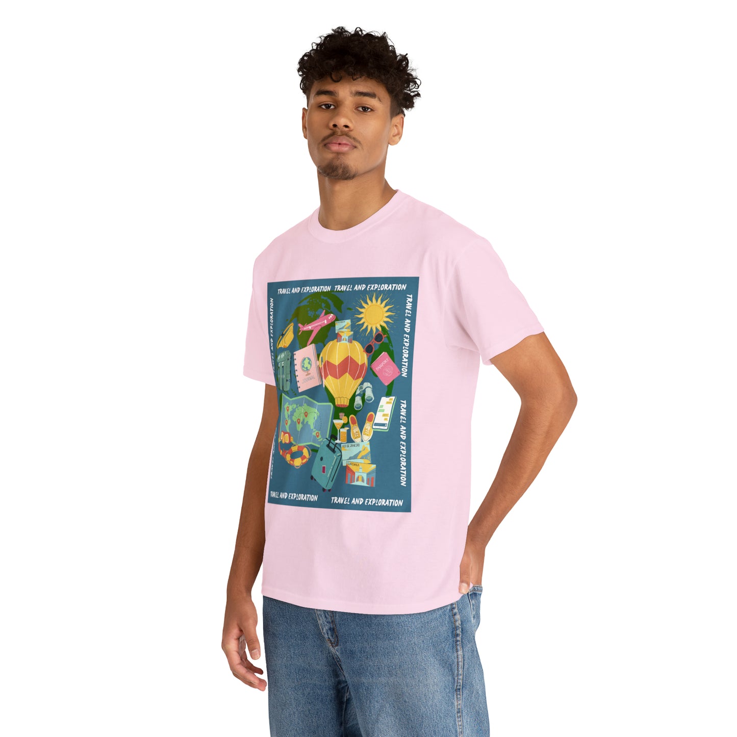 Travel and exploration Blue Unisex Heavy Cotton Tee