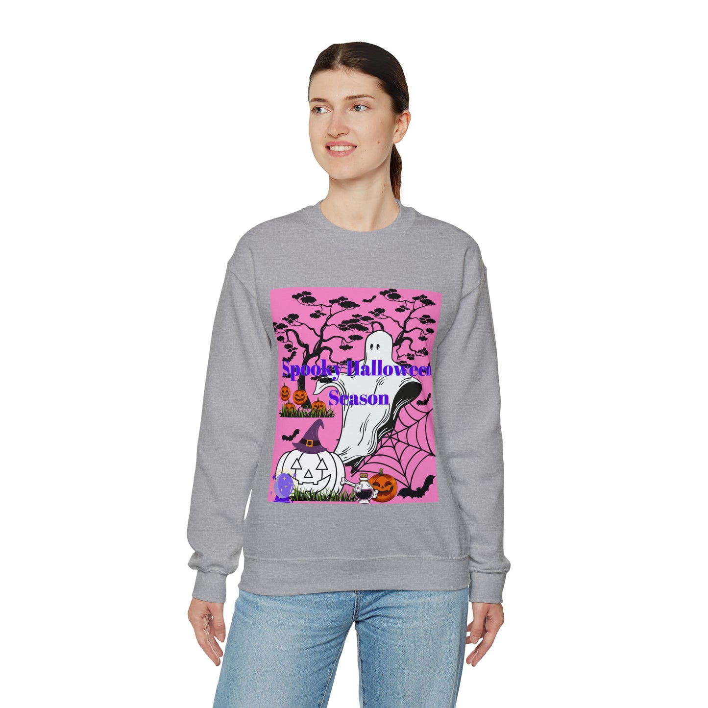 Spooky Halloween Season Pink Unisex Heavy Blend™ Crewneck Sweatshirt