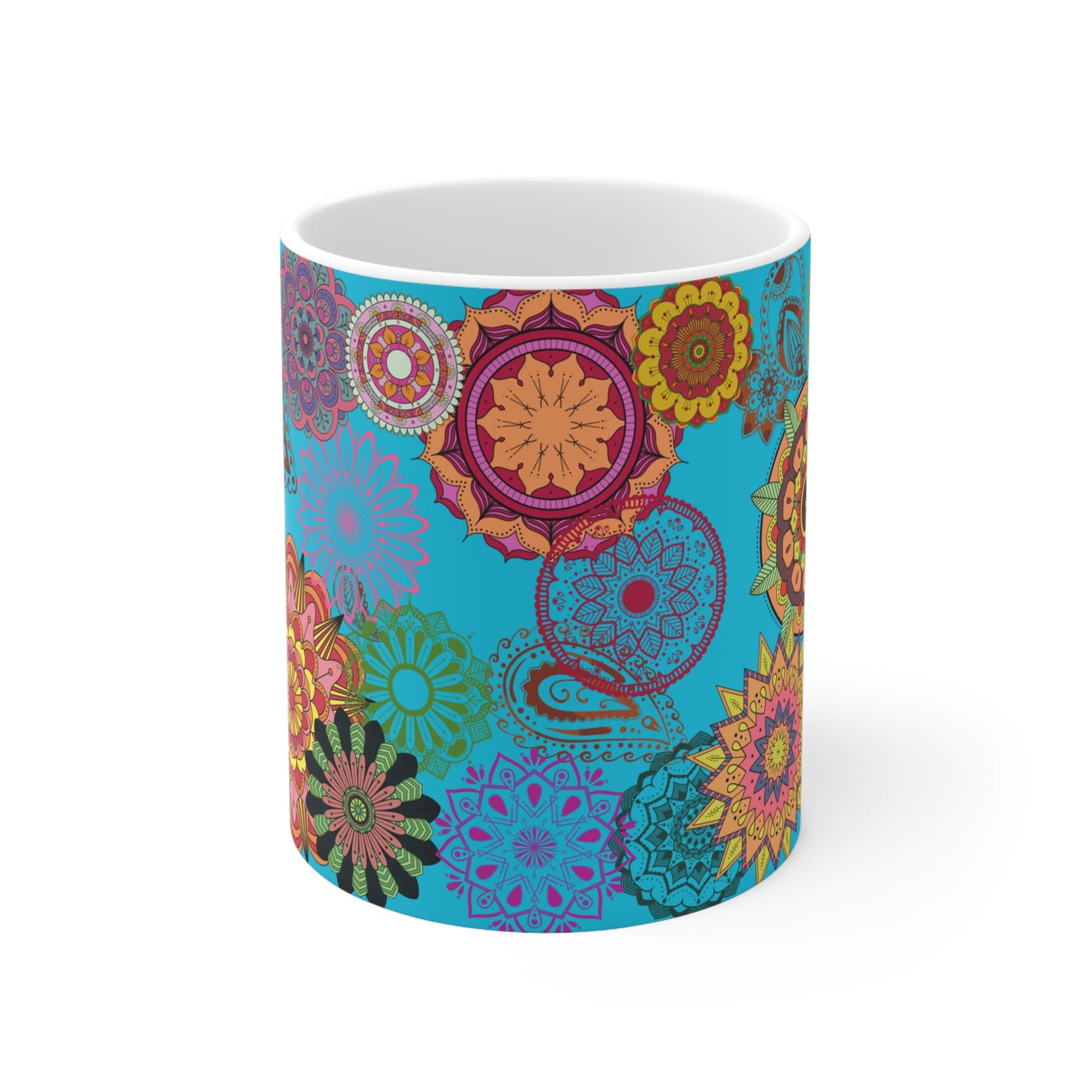 Paisley Floral Turq Ceramic Mug 11oz