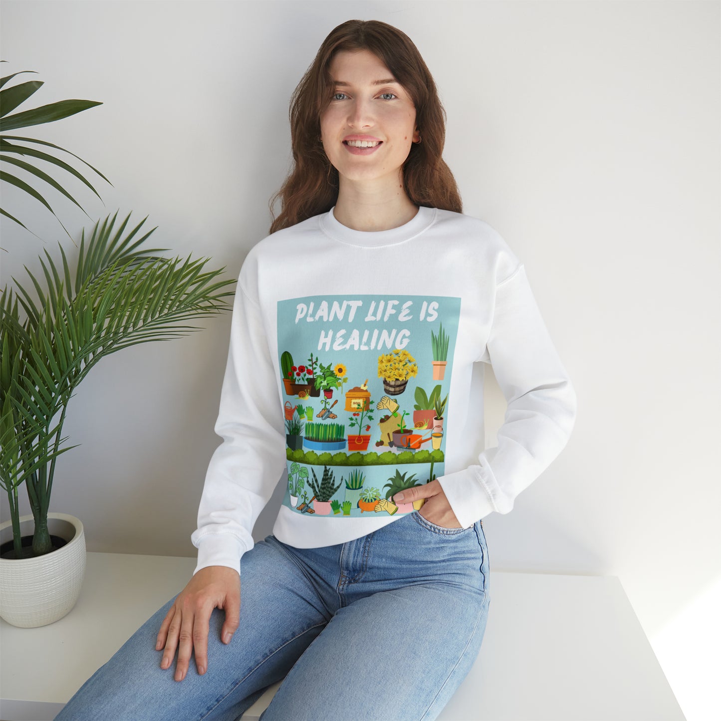 Plant Life Is Healing Unisex Heavy Blend™ Crewneck Sweatshirt