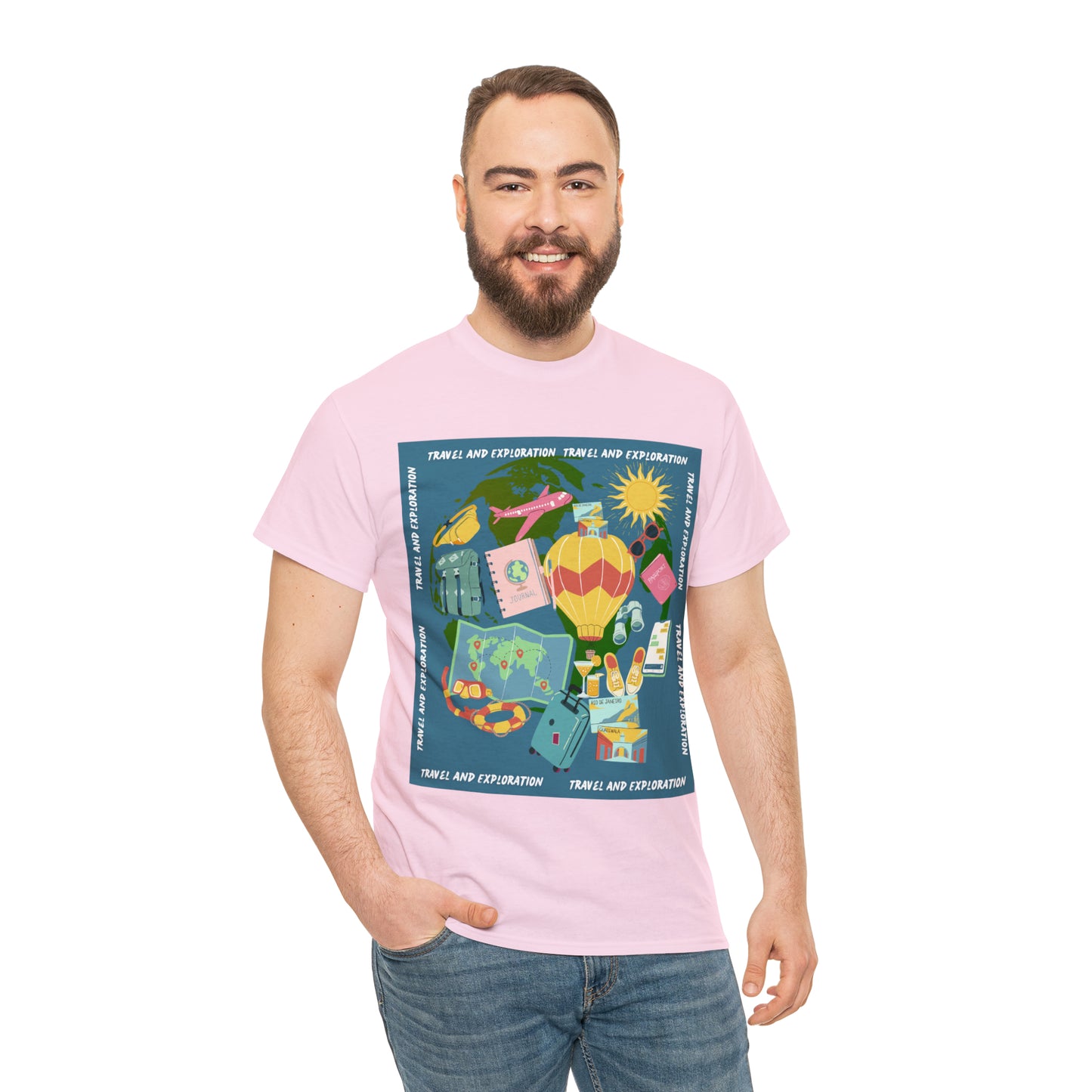 Travel and exploration Blue Unisex Heavy Cotton Tee