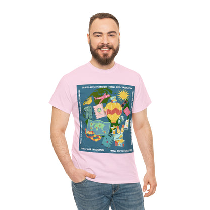 Travel and exploration Blue Unisex Heavy Cotton Tee