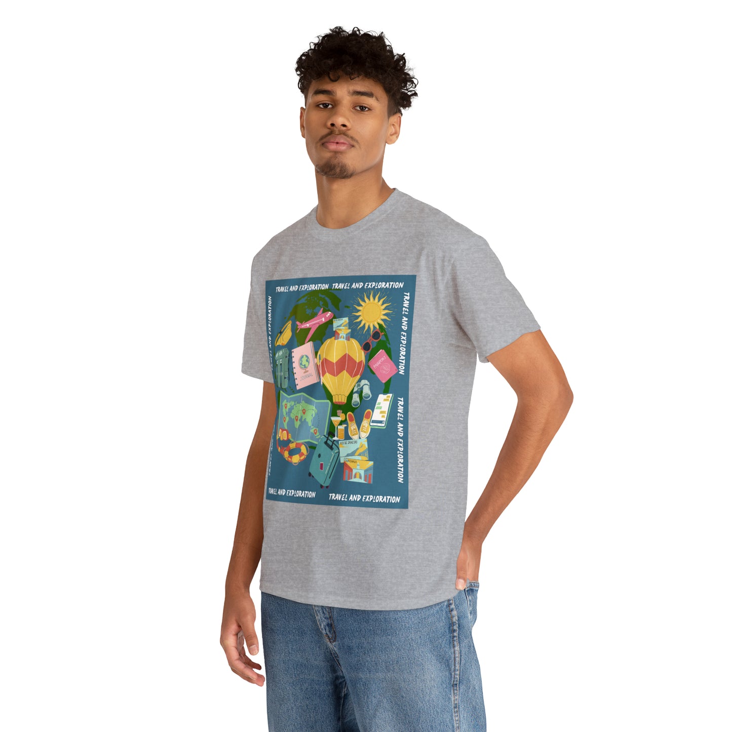 Travel and exploration Blue Unisex Heavy Cotton Tee