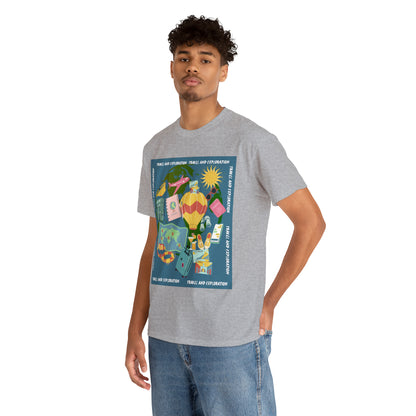 Travel and exploration Blue Unisex Heavy Cotton Tee