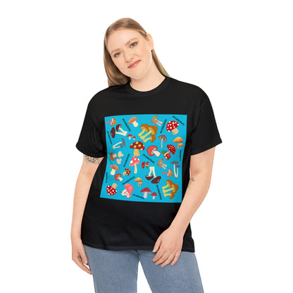 Mushrooms Turq Ground Unisex Heavy Cotton Tee