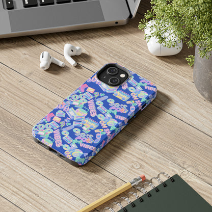 Retro Vibes Blue Tough Phone Cases