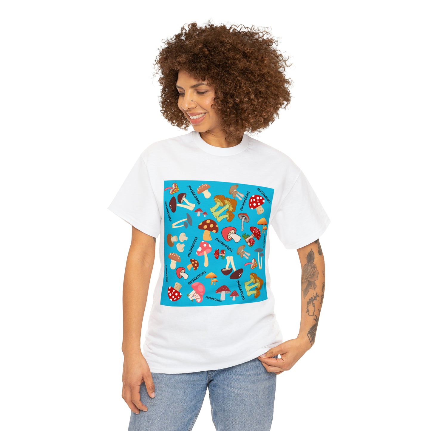 Mushrooms Turq Ground Unisex Heavy Cotton Tee