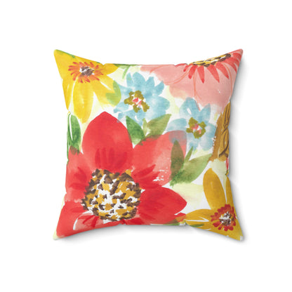 Fun Floral Bouquet Spun Polyester Square Pillow