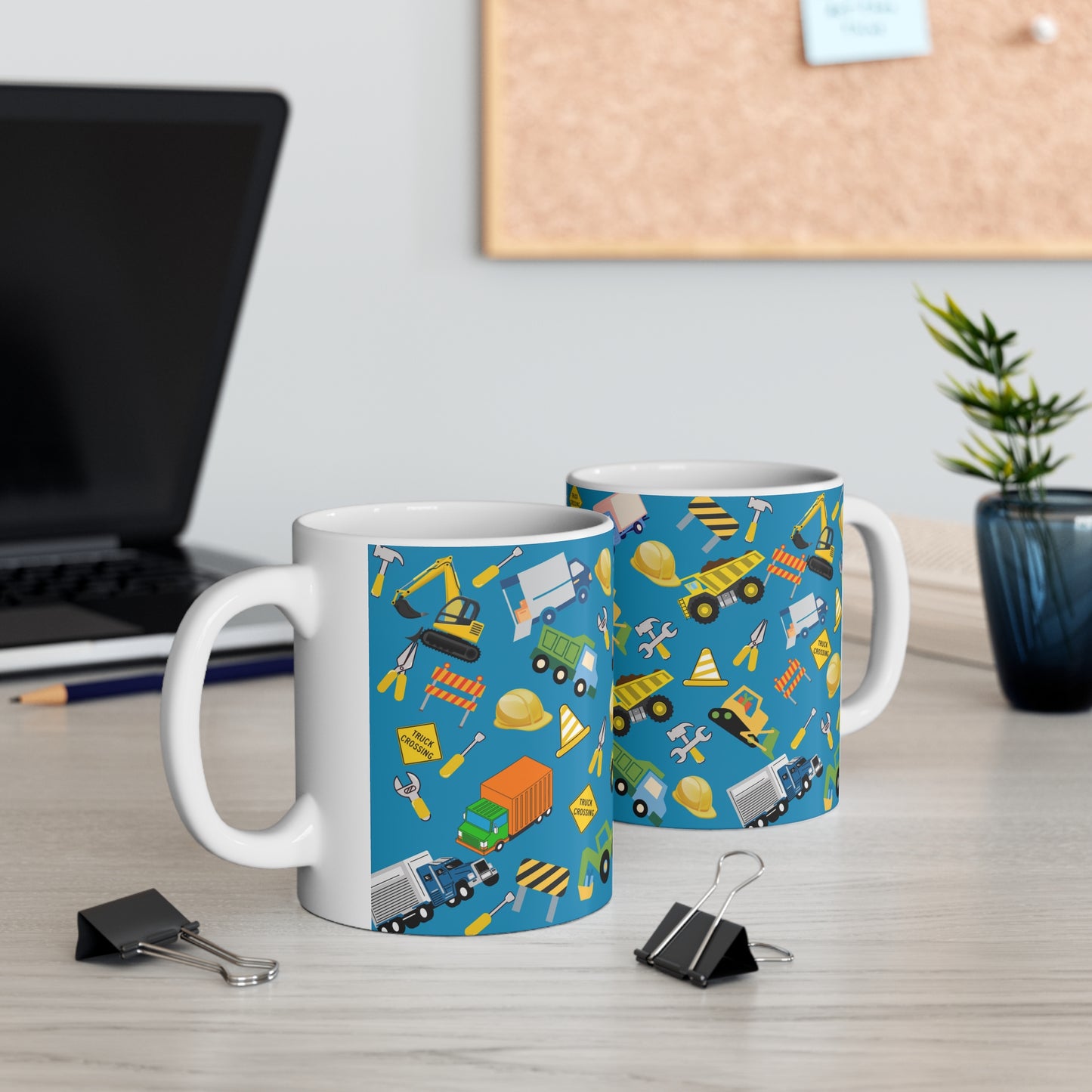 Construction Teal Ceramic Mug 11oz