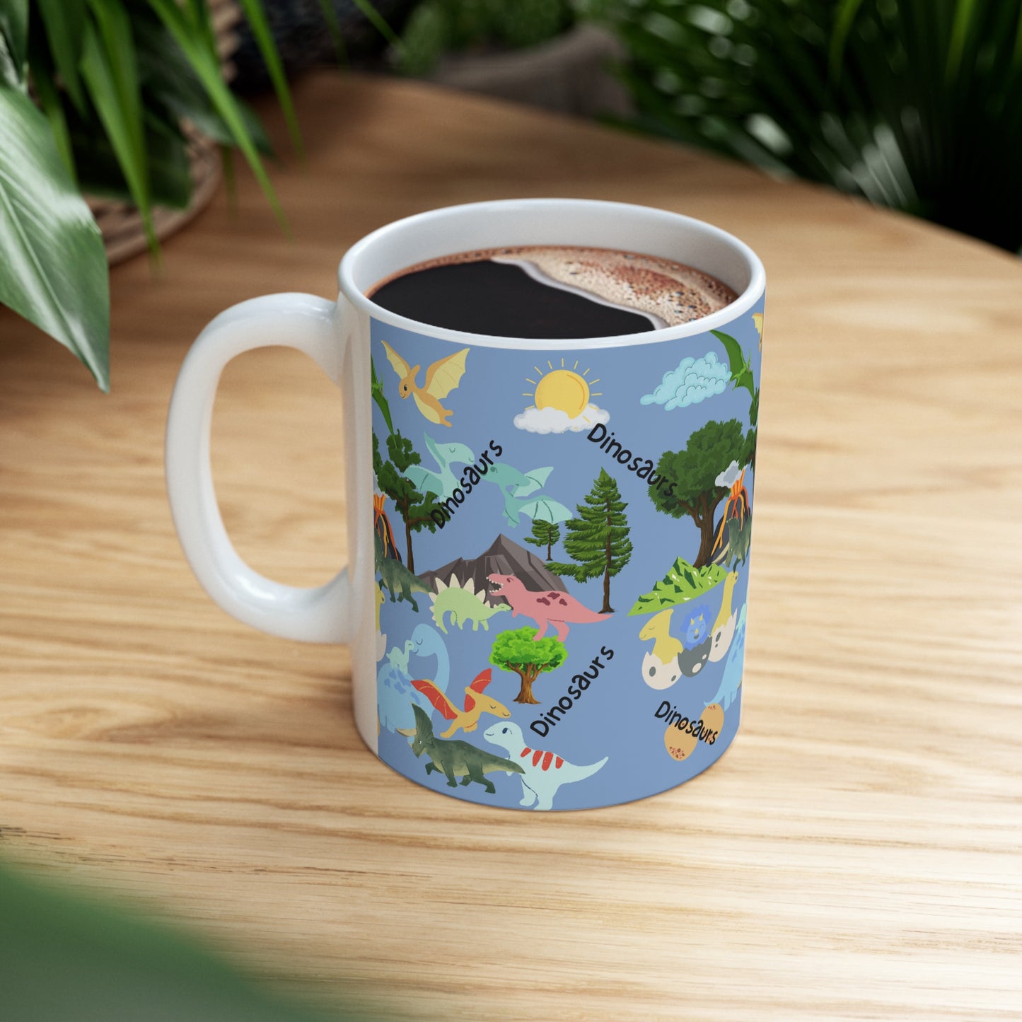 Dinosaurs Blue Ceramic Mug 11oz