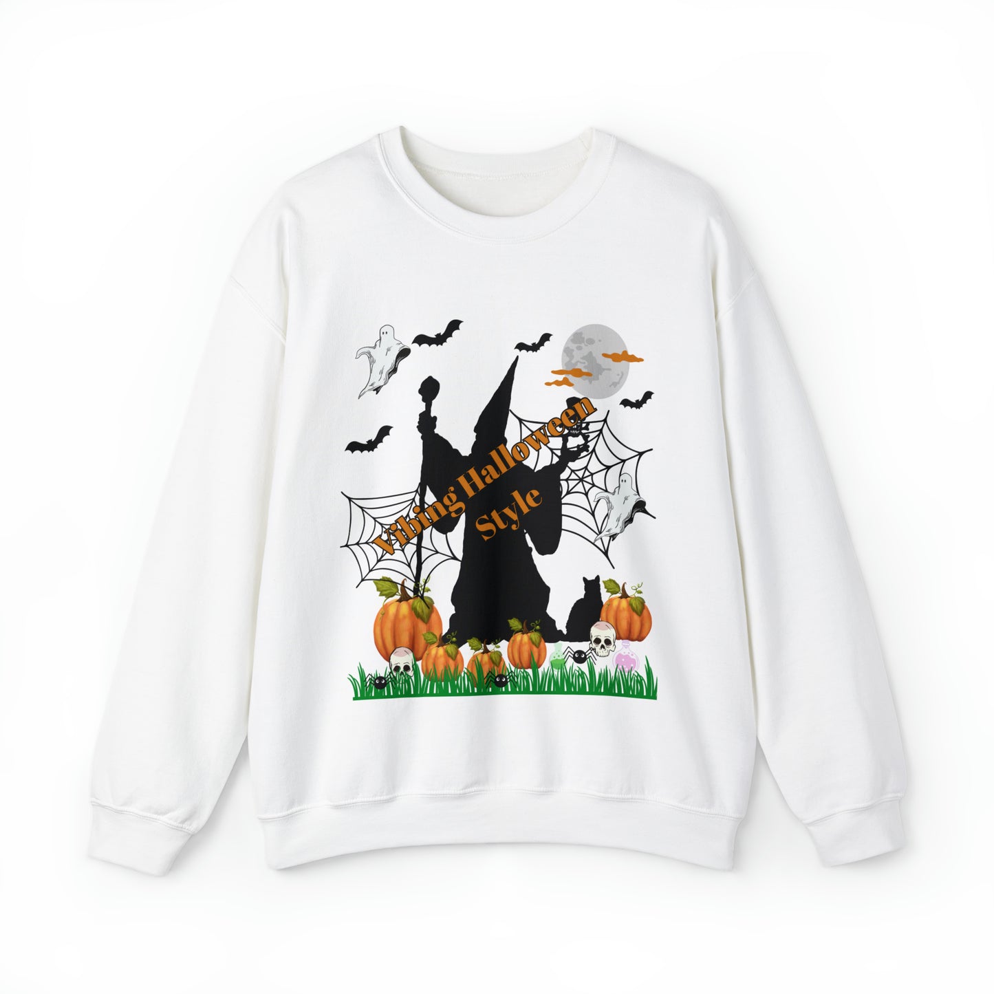 Vibing Halloween Style Unisex Heavy Blend™ Crewneck Sweatshirt