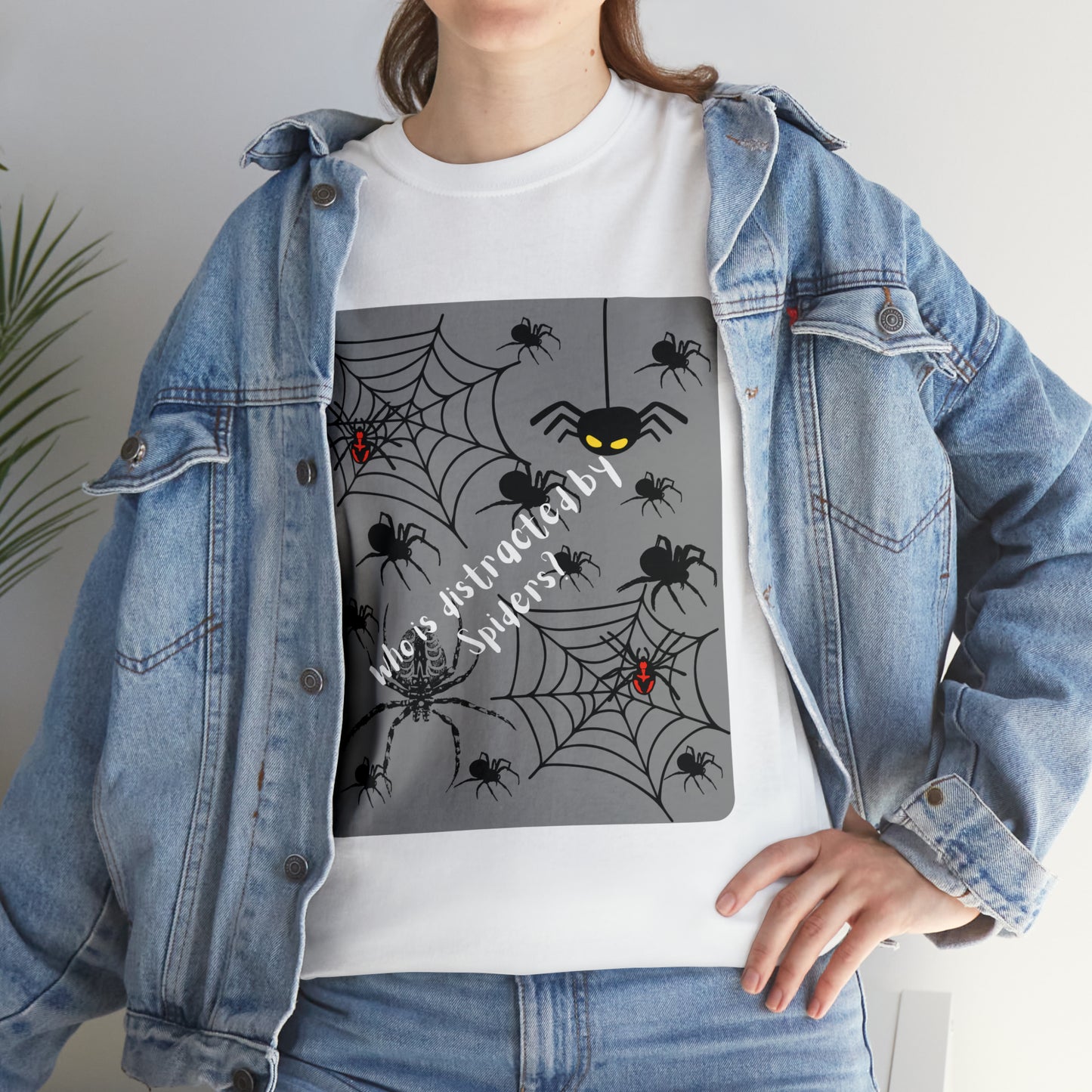 Who is Distracted By Spiders? Unisex Heavy Cotton Tee